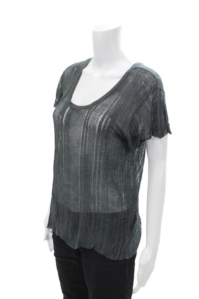 Inhabit Women's Round Neck Short Sleeves Basic T-Shirt Black Size P