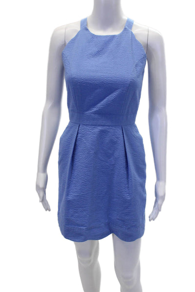 Lauren James Womens Sleeveless Halter Neckline Mini Dress Light Blue Size XS