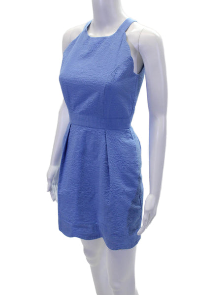 Lauren James Womens Sleeveless Halter Neckline Mini Dress Light Blue Size XS