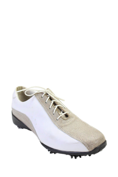 FootJoy Lo Pro Collection Womens Snakeskin Print Golf Shoes White Beige Size 9 M