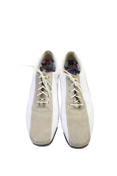 FootJoy Lo Pro Collection Womens Snakeskin Print Golf Shoes White Beige Size 9 M