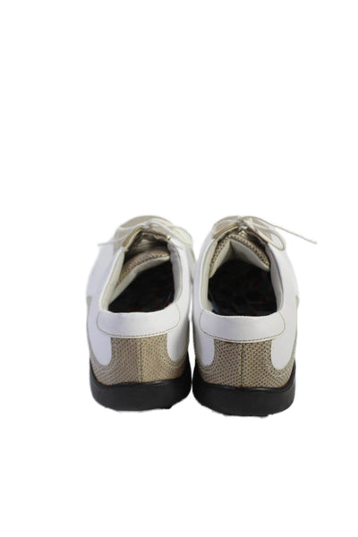FootJoy Lo Pro Collection Womens Snakeskin Print Golf Shoes White Beige Size 9 M