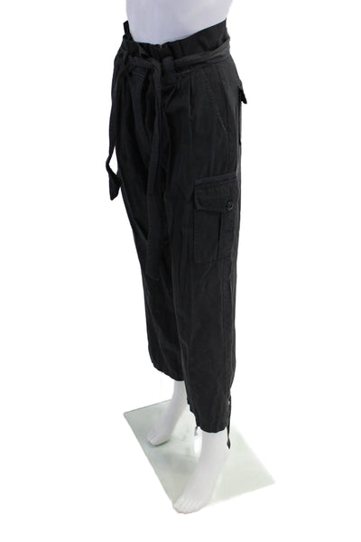 Le Superbe Womens Button Fly High Rise Belted Cargo Pants Gray Cotton Size 4