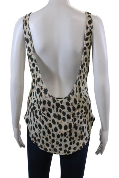Joes Womens Linen Scoop Neck Sleeveless Animal Print Tank Top Brown Size S