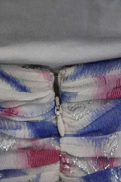 Isabel Marant Womens Silk Printed Ruffle Detail Lined Skirt Blue Red Size 34