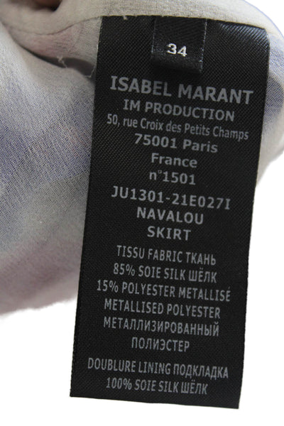 Isabel Marant Womens Silk Printed Ruffle Detail Lined Skirt Blue Red Size 34