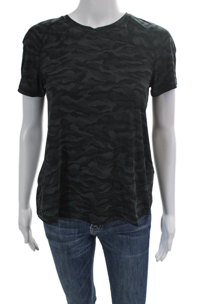 Lululemon Womens Camouflage Print Open Back Athletic Top Dark Gray Size S
