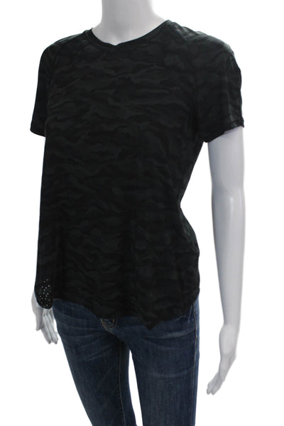 Lululemon Womens Camouflage Print Open Back Athletic Top Dark Gray Size S