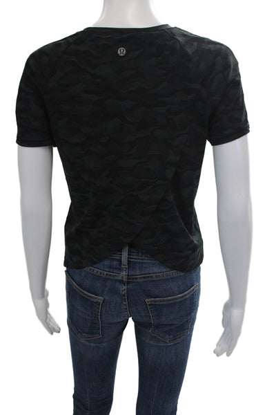 Lululemon Womens Camouflage Print Open Back Athletic Top Dark Gray Size S