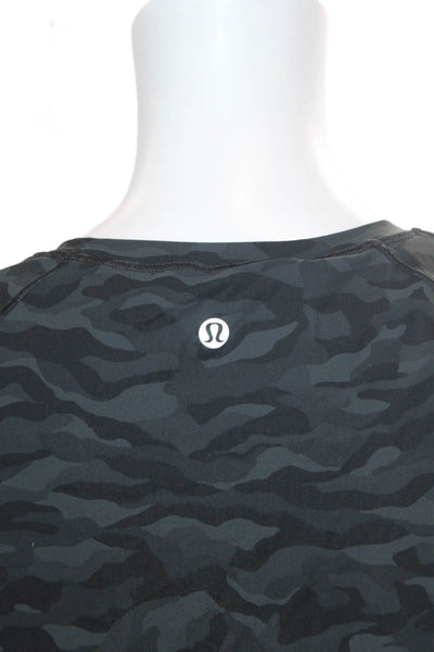 Lululemon Womens Camouflage Print Open Back Athletic Top Dark Gray Size S