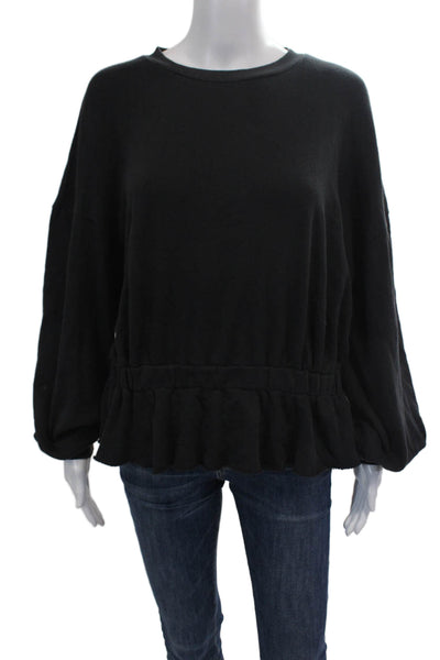 Nation LTD Womens Cotton Balloon Sleeve Raw Hem Sweatshirt Gray Size S