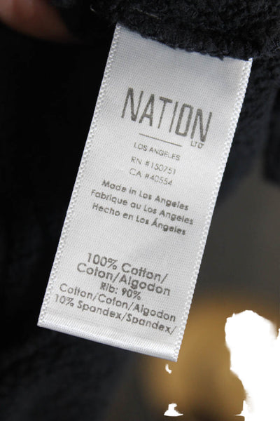 Nation LTD Womens Cotton Balloon Sleeve Raw Hem Sweatshirt Gray Size S