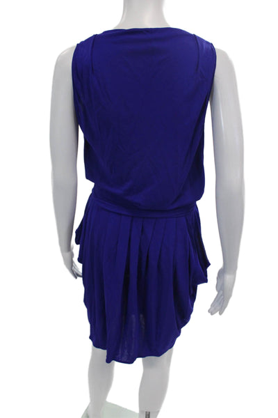 Moschino Womens Sleeveless Boat Neck Pleated Waist Mini Dress Blue Size 6