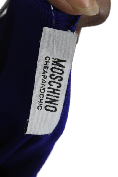 Moschino Womens Sleeveless Boat Neck Pleated Waist Mini Dress Blue Size 6