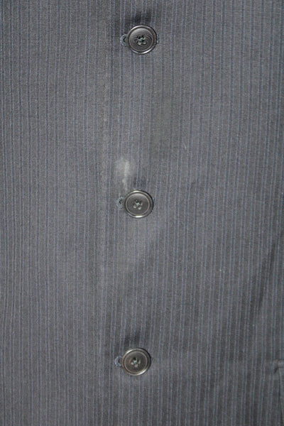 Barneys New York Mens Pin Stripe Printed Three Button Suit Jacket Blue Size 54