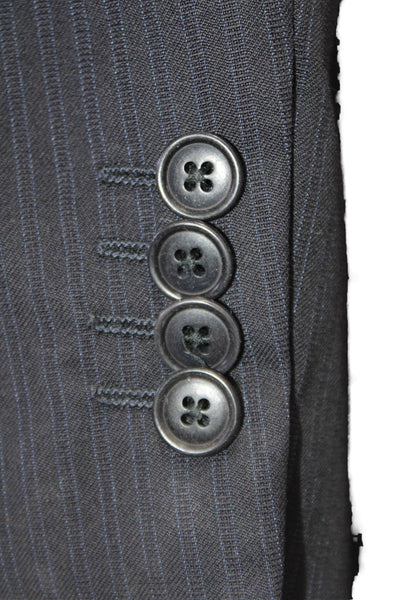 Barneys New York Mens Pin Stripe Printed Three Button Suit Jacket Blue Size 54