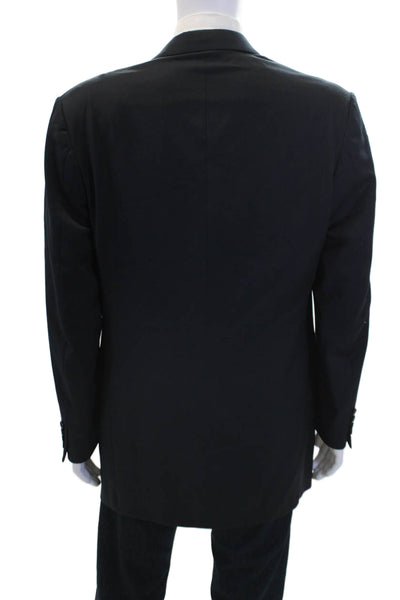 Canali Mens Wool Solid Notched Collar Three Button Suit Jacket Navy Blue Size 54