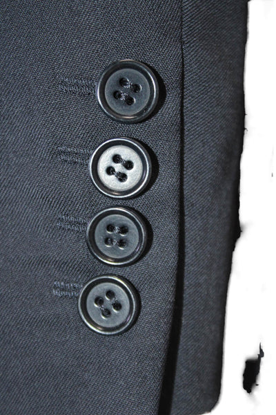 Canali Mens Wool Solid Notched Collar Three Button Suit Jacket Navy Blue Size 54