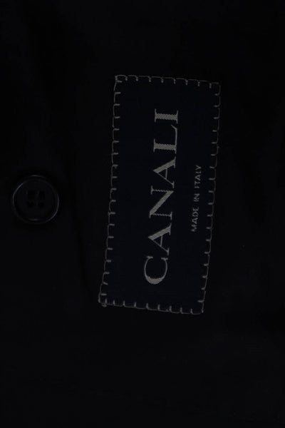 Canali Mens Wool Solid Notched Collar Three Button Suit Jacket Navy Blue Size 54