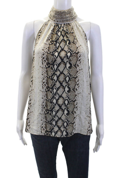 Joie Womens Python Skin Print Halter Neck Sleeveless Blouse Top Brown Size XS