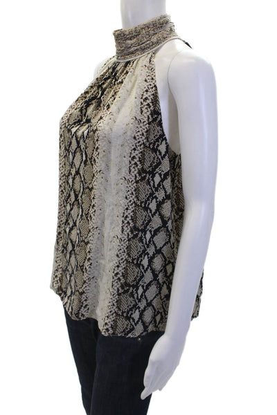Joie Womens Python Skin Print Halter Neck Sleeveless Blouse Top Brown Size XS