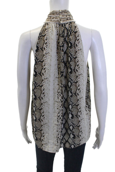 Joie Womens Python Skin Print Halter Neck Sleeveless Blouse Top Brown Size XS