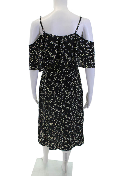 Whistles Womens Floral Layered Cold Shoulder Short Sleeve Dress Black Size 6
