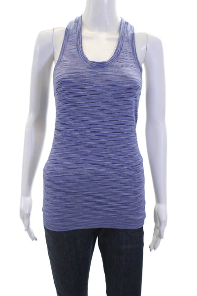 Athleta Womens Spandex Textured Scoop Neck Sleeveless Tank Top Blue Size XS