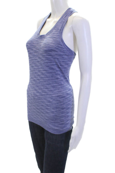 Athleta Womens Spandex Textured Scoop Neck Sleeveless Tank Top Blue Size XS