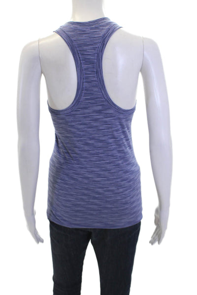Athleta Womens Spandex Textured Scoop Neck Sleeveless Tank Top Blue Size XS