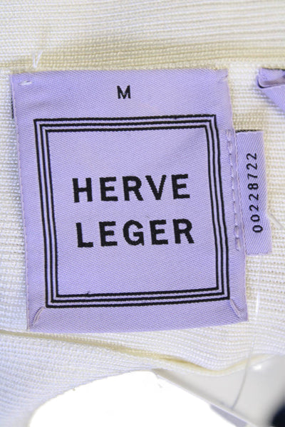 Herve Leger Womens Stretch Unlined Zip Up Mini Bandage Skirt Beige Size M