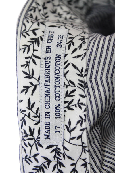 Haines & Bonner Of London Mens Button Up Striped Dress Shirt White Navy Size 17