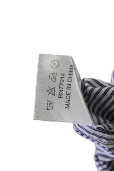 Haines & Bonner Of London Mens Button Up Striped Dress Shirt White Navy Size 17