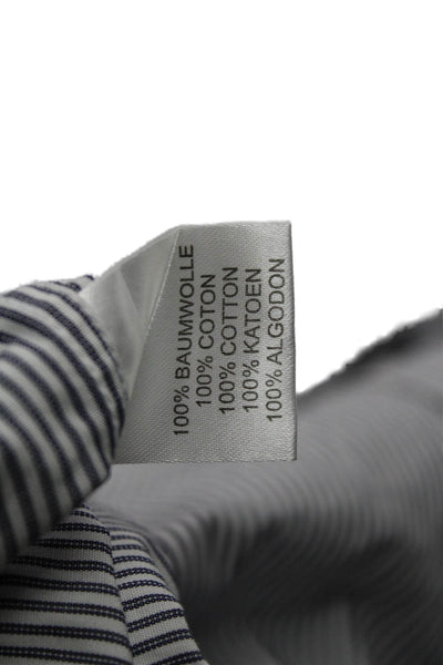 Haines & Bonner Of London Mens Button Up Striped Dress Shirt White Navy Size 17