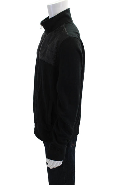 Michael Kors Mens Long Sleeve Front Zip Mock Neck Knit Jacket Black Size Large
