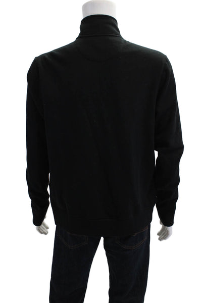 Michael Kors Mens Long Sleeve Front Zip Mock Neck Knit Jacket Black Size Large
