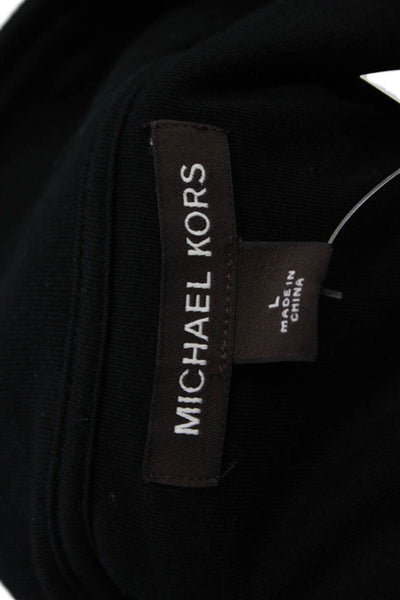 Michael Kors Mens Long Sleeve Front Zip Mock Neck Knit Jacket Black Size Large