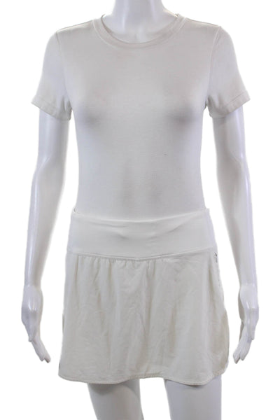 Outdoor Voices Womens Spandex Textured Lined Athletic Mini Skirt White Size S