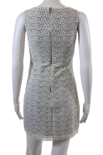 Velvet Torch Womens Sleeveles Round Neck Lace Overlay Mini Dress White Size XS
