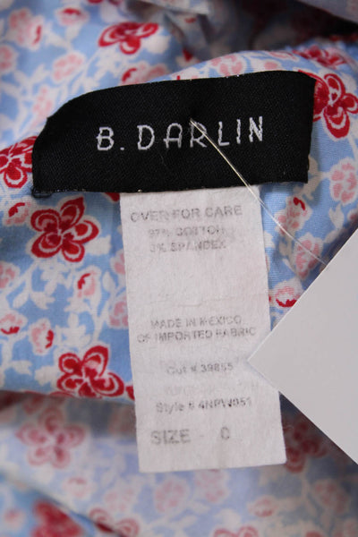 B. Darlin Womens Cotton Floral Print Square Neck Mini Dress Blue Size 0