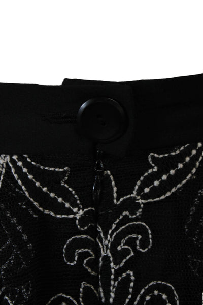 Nanette Lepore Womens Embroidered Mesh Overlay Detail Maxi Skirt Black Size 0