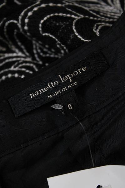 Nanette Lepore Womens Embroidered Mesh Overlay Detail Maxi Skirt Black Size 0