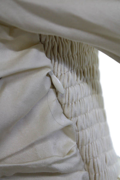 Six Fifty Womens Rouched Detail Square Neck Long Sleeve Top White Size S
