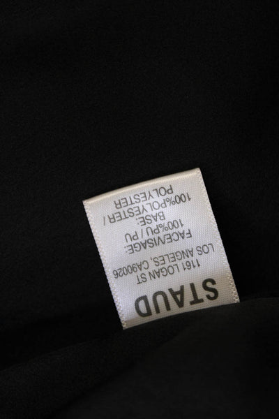 Staud Womens Long Sleeve V-Neck Tied Peplum Blouse Solid Black Size 2