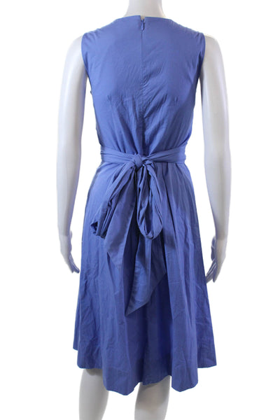 J Crew Womens Cotton V-Neck Sleeveless Knee Length A-Line Dress Blue Size 00