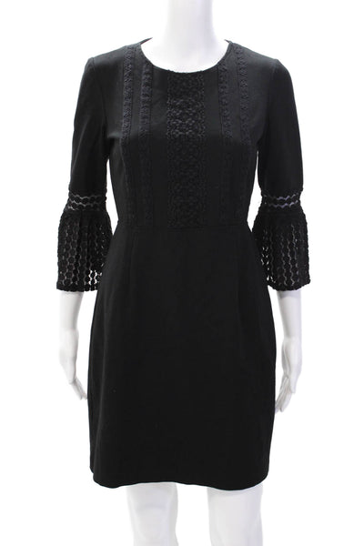 Nanette Nanette Lepore Womens Crochet Detail Long Sleeves Sheath Dress Black Siz