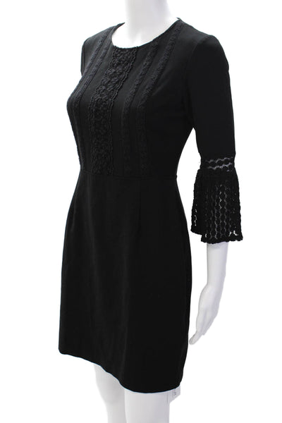 Nanette Nanette Lepore Womens Crochet Detail Long Sleeves Sheath Dress Black Siz