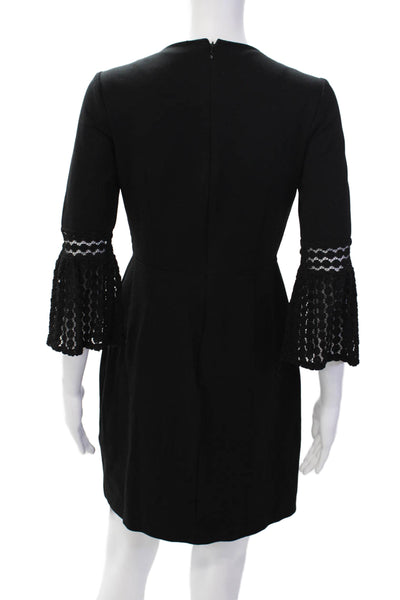 Nanette Nanette Lepore Womens Crochet Detail Long Sleeves Sheath Dress Black Siz