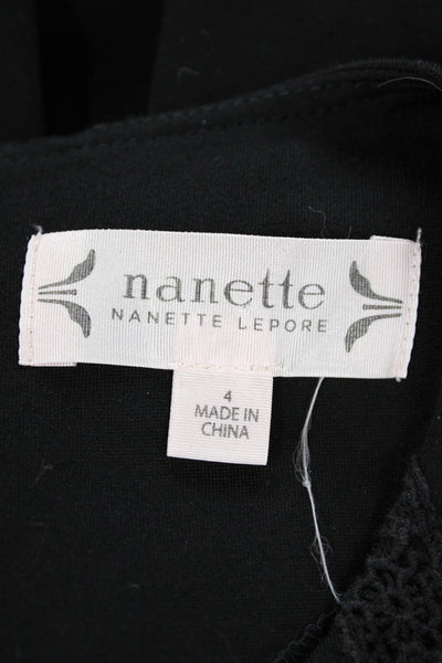 Nanette Nanette Lepore Womens Crochet Detail Long Sleeves Sheath Dress Black Siz