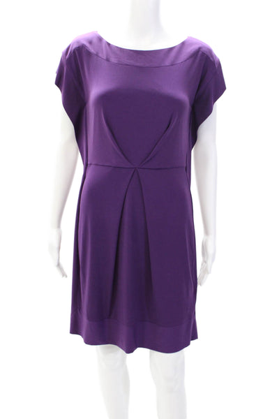 Vince Camuto Womens Short Sleeves Knee Length A Line Dress Purple Size 2